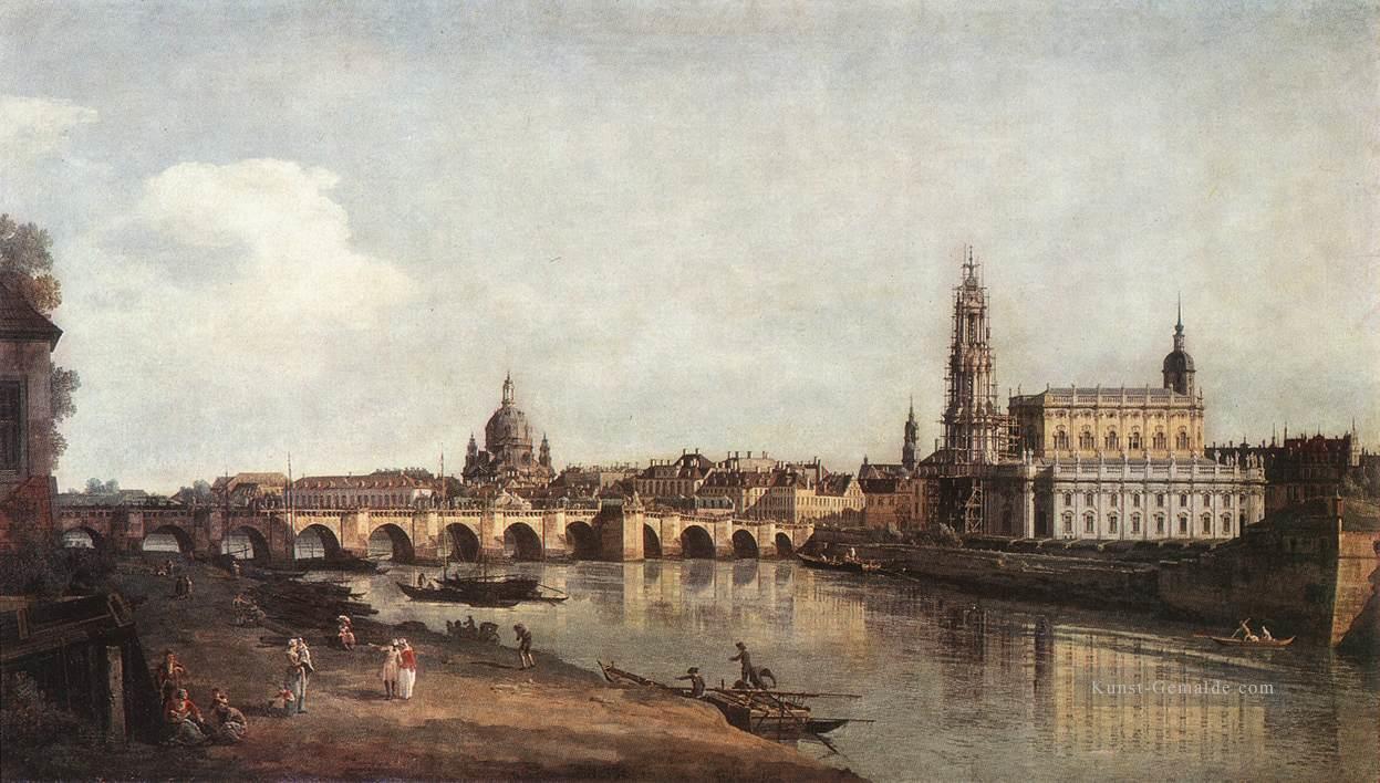 Ansicht von Dresden vom rechten Elbufer mit dem Augustusbrücke städtischen Bernardo Bellotto Ölgemälde